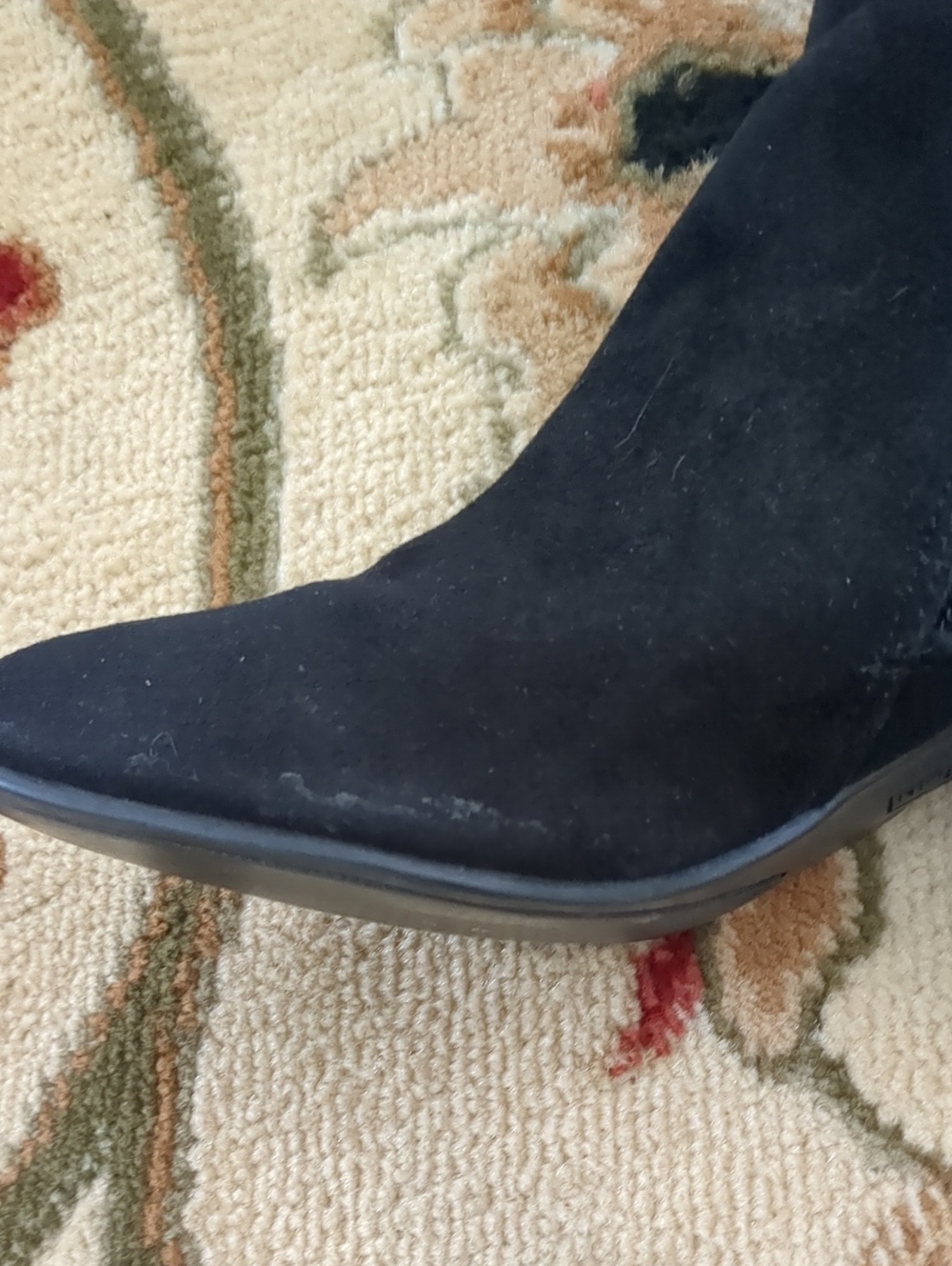 White Mountain Block Heel Buckle Detail Faux Suede Black Boots 7M - Picture 9 of 14